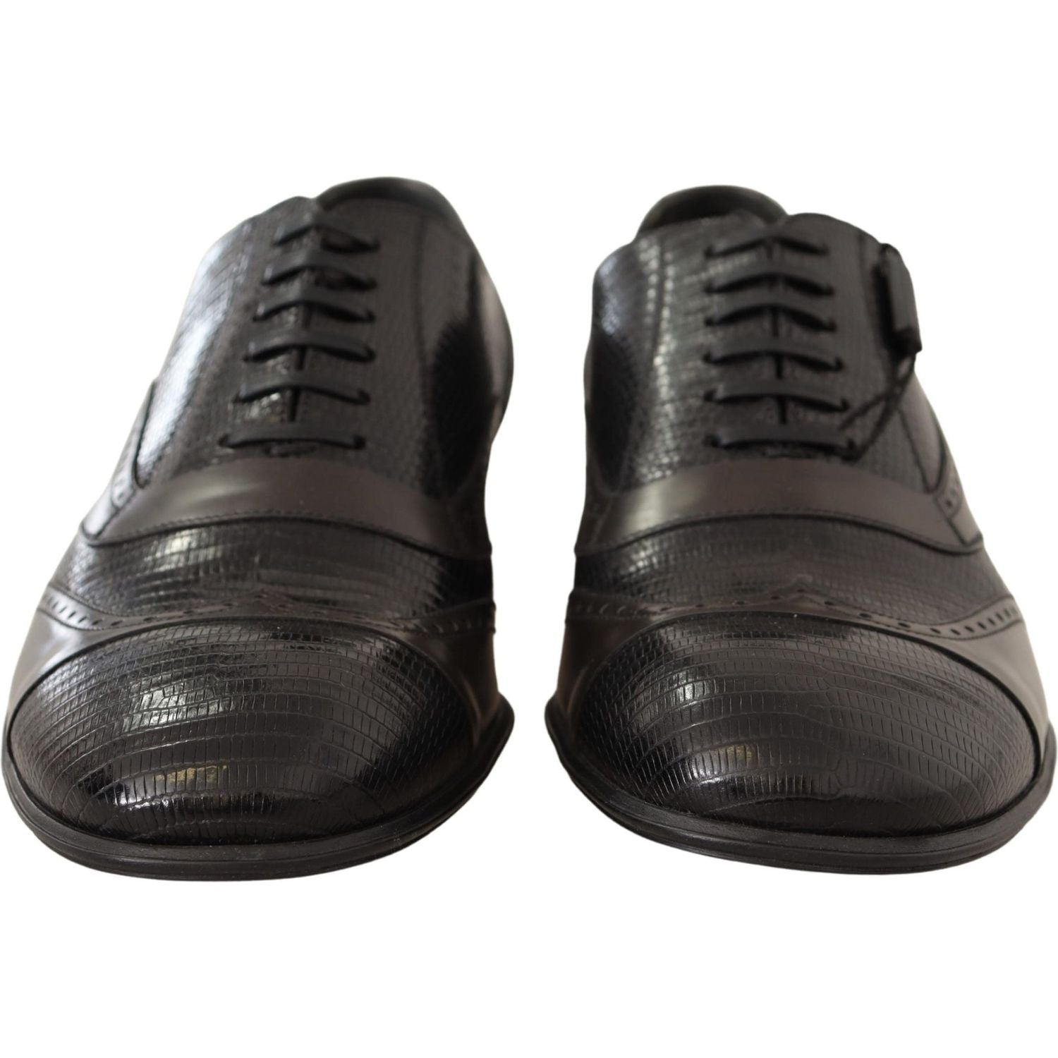 Dolce & Gabbana Brown Lizard Skin Leather Oxford Dress Shoes