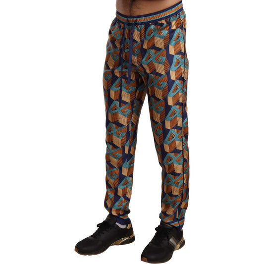 Dolce & Gabbana Multicolor Patterned Joggers Silk Pants PAN71996 -44