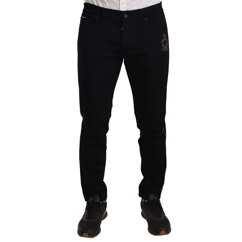 Dolce & Gabbana Black Skinny Fit Denim Side Band Jeans Pant PAN72266 -48