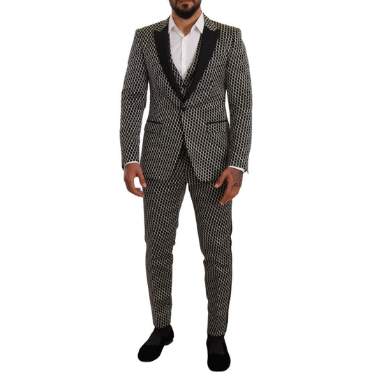 Dolce & Gabbana Black White Check 3 Piece Set MARTINI Suit KOS1856 -48