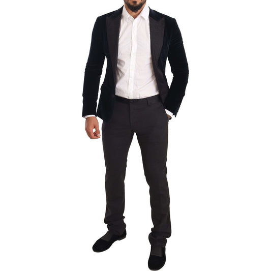 Dolce & Gabbana Blue Velvet Cotton Slim Fit Smoking Suit KOS1904-46