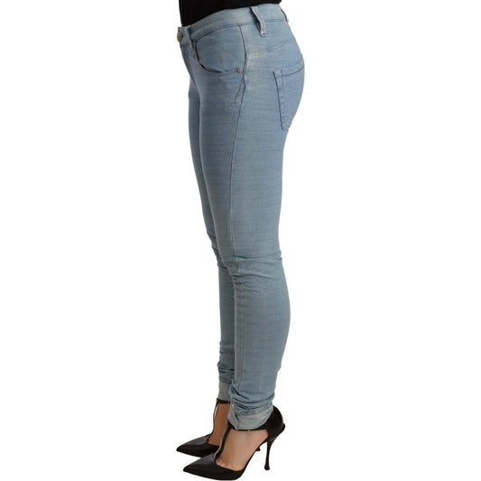 Acht Blue Cotton Stretch Hem Slim Fit Women Denim Trouser PAN71204-26