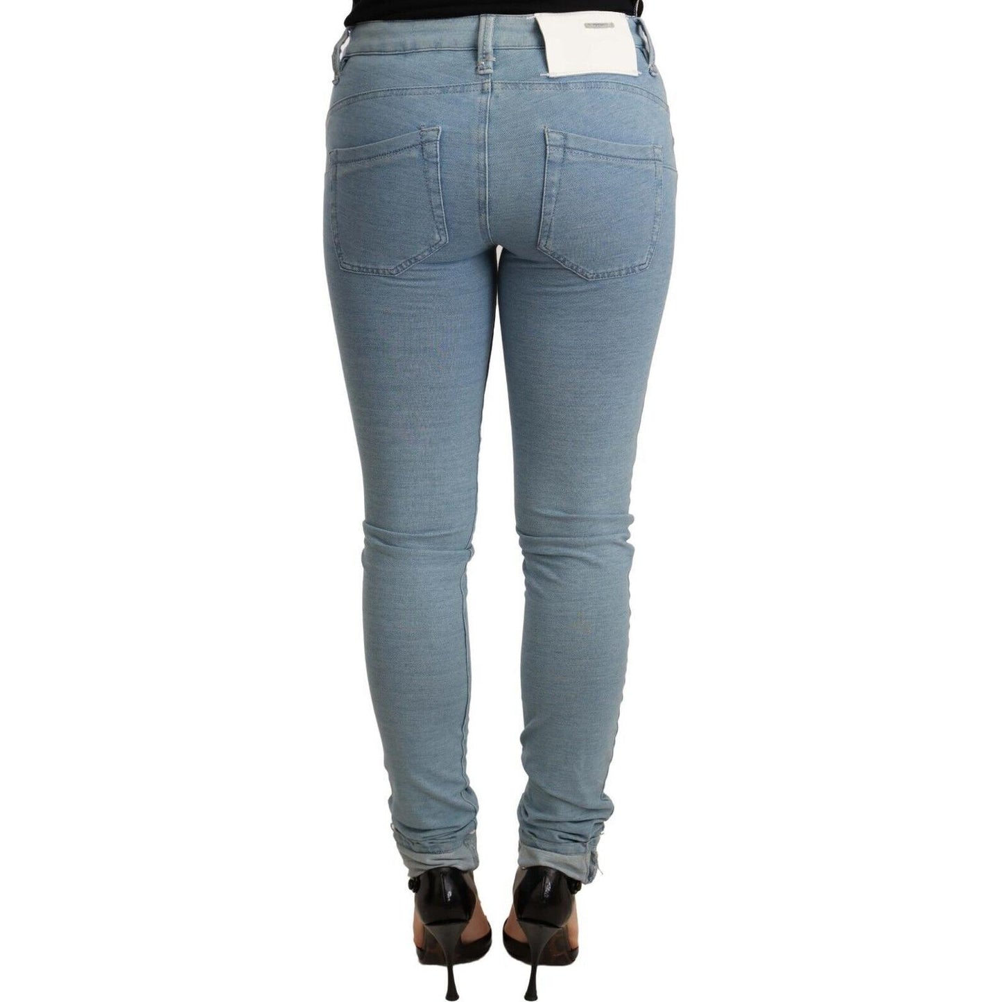 Acht Blue Cotton Stretch Hem Slim Fit Women Denim Trouser PAN71204-26