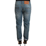 Acht Blue Washed Cotton Folded Hem Women Trouser PAN71206- 26