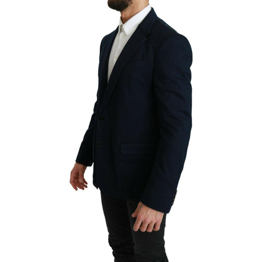 Dolce & Gabbana Blue Solid Cotton Silk Stretch Jacket Blazer JKT2553- 52
