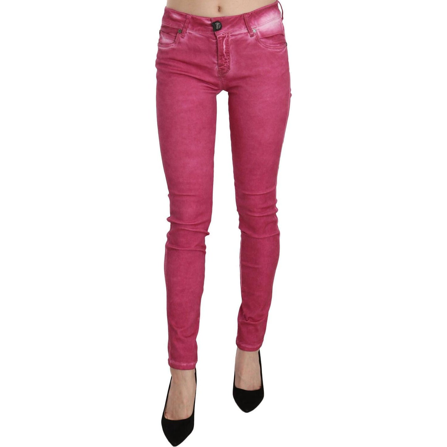 PLEIN SUD Pink Velvet Mid Waist Skinny Trouser Pants Jeans & Pants