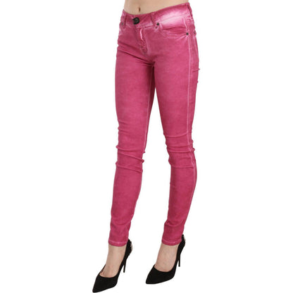PLEIN SUD Pink Velvet Mid Waist Skinny Trouser Pants Jeans & Pants