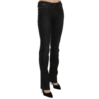 John Galliano Black Mid Waist Slim Fit Corduroy Denim Casual Pants Jeans & Pants