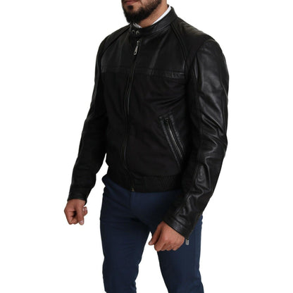 Dolce & Gabbana Black Nylon Full Zip Men Bomber Coat Jacket MAN COATS & JACKETS