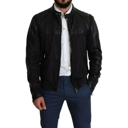 Dolce & Gabbana Black Nylon Full Zip Men Bomber Coat Jacket MAN COATS & JACKETS