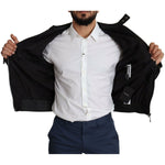 Dolce & Gabbana Elegant Black Bomber with Leather Accents MAN COATS & JACKETS Dolce & Gabbana Black