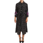 Dolce & Gabbana Black White Crystal Sequined Floral Dress DR28195-36