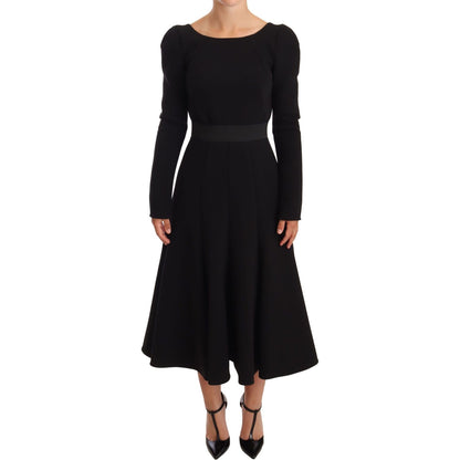 Dolce & Gabbana Black Wool Stretch Sheath Open Back Dress WOMAN DRESSES