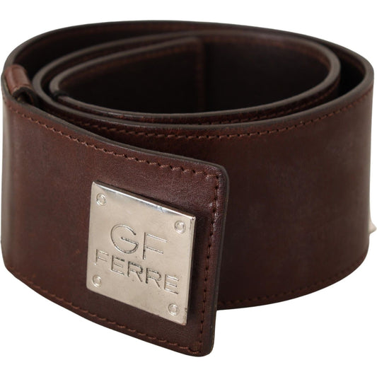 Costume National Belt Black Leather Silver Buckle Waist Belt BEL61041-85