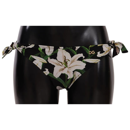 Dolce & Gabbana Bikini Bottom Black Lily Print Swimsuit Swimwear WOMAN SWIMWEAR