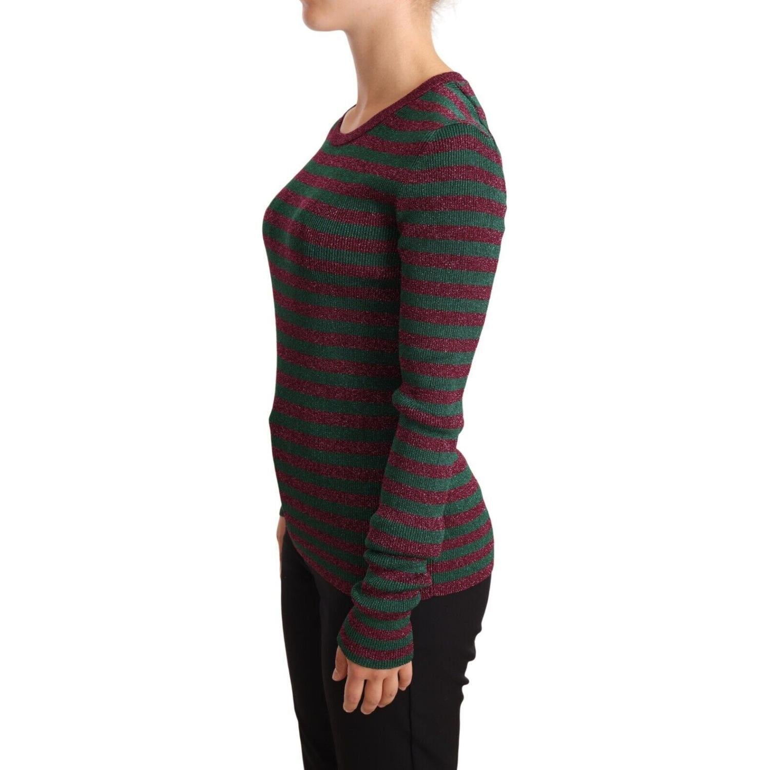 Dolce & Gabbana Multicolor Striped Crew Neck Pullover Sweater