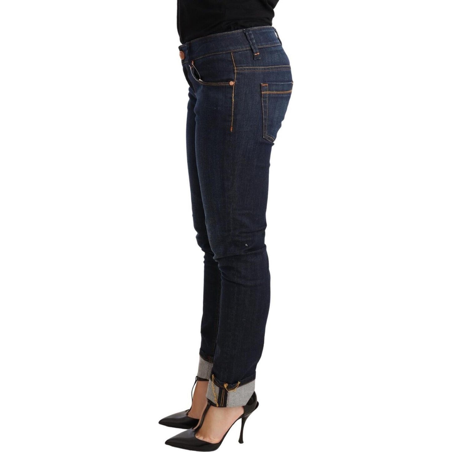 Acht Blue Washed Cotton Low Waist Skinny Denim Women Trouser Jeans PAN71804-26