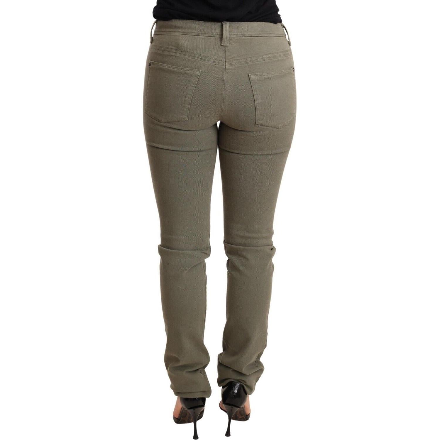 Ermanno Scervino Green Low Waist Skinny Slim Trouser Cotton Jeans