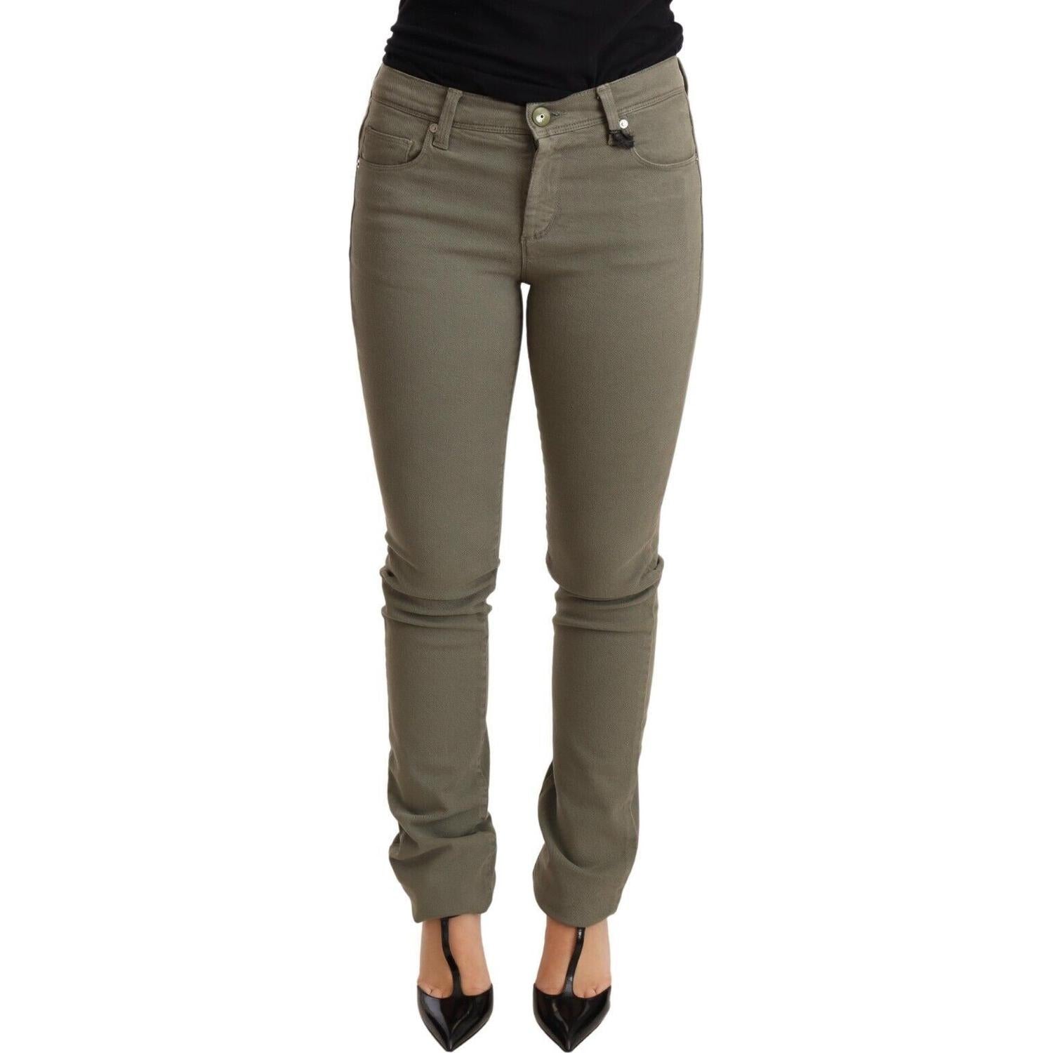 Ermanno Scervino Green Low Waist Skinny Slim Trouser Cotton Jeans