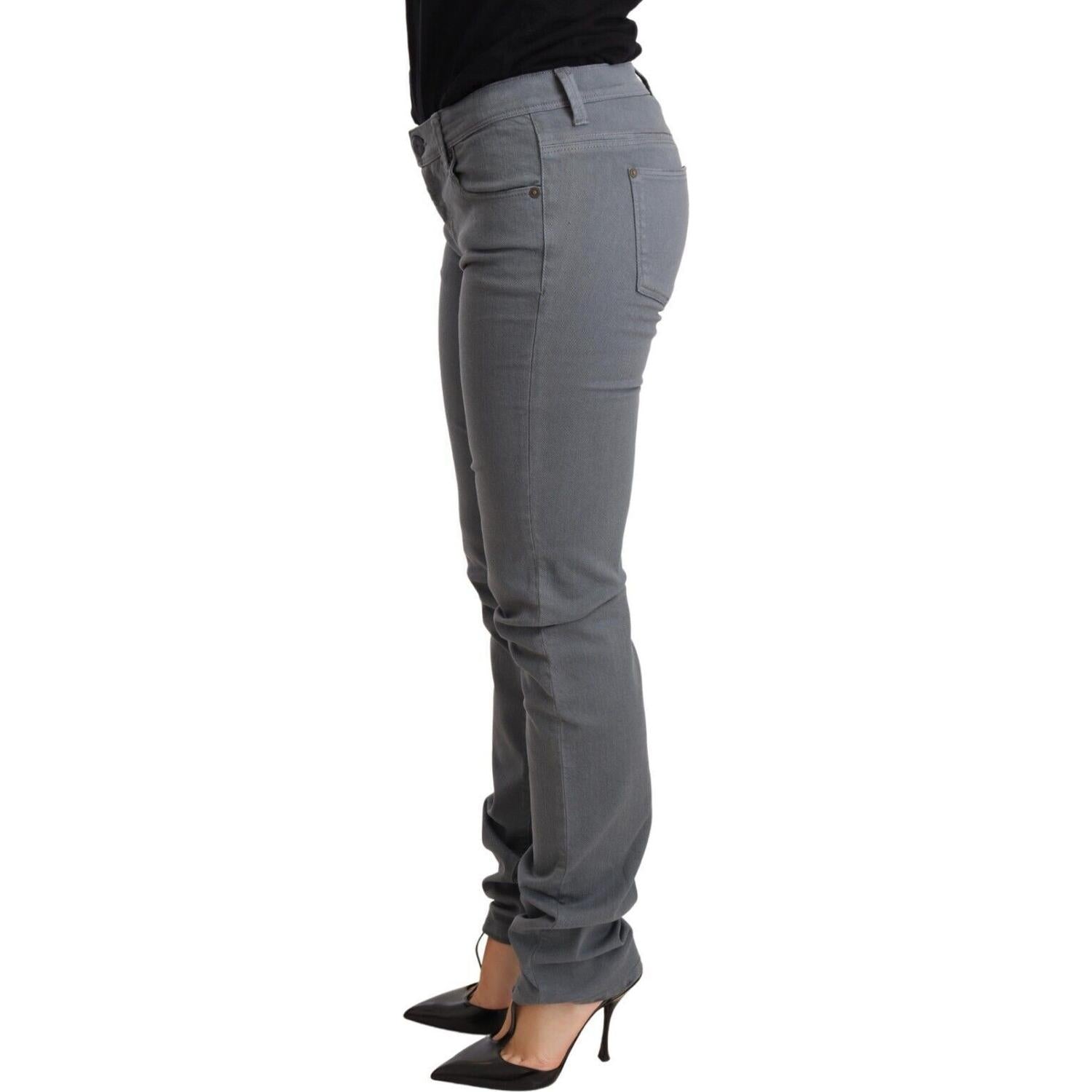 Ermanno Scervino Gray Low Waist Skinny Slim Trouser Cotton Jeans