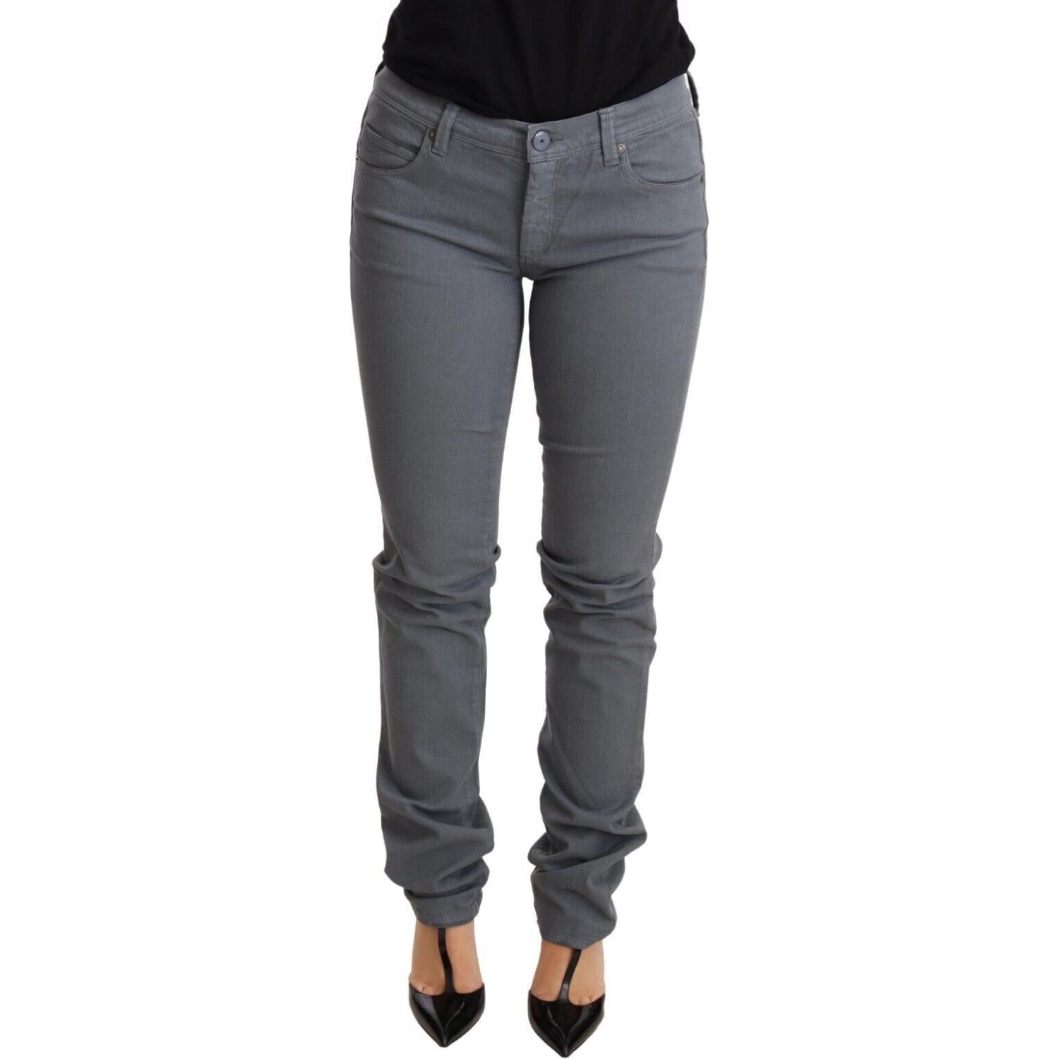 Ermanno Scervino Gray Low Waist Skinny Slim Trouser Cotton Jeans