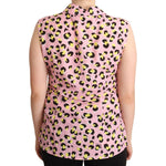 Love Moschino Pink Leopard Print Sleeveless Collared Polo Top TSH7068 - 46