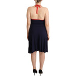 Roccobarocco Navy Blue Cotton Midi Halter Dress WOMAN DRESSES Roccobarocco Tan
