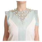 Sergei Grinko Multicolor Faux Pearl Sleeveless Shift Midi Dress DR28567 - 44