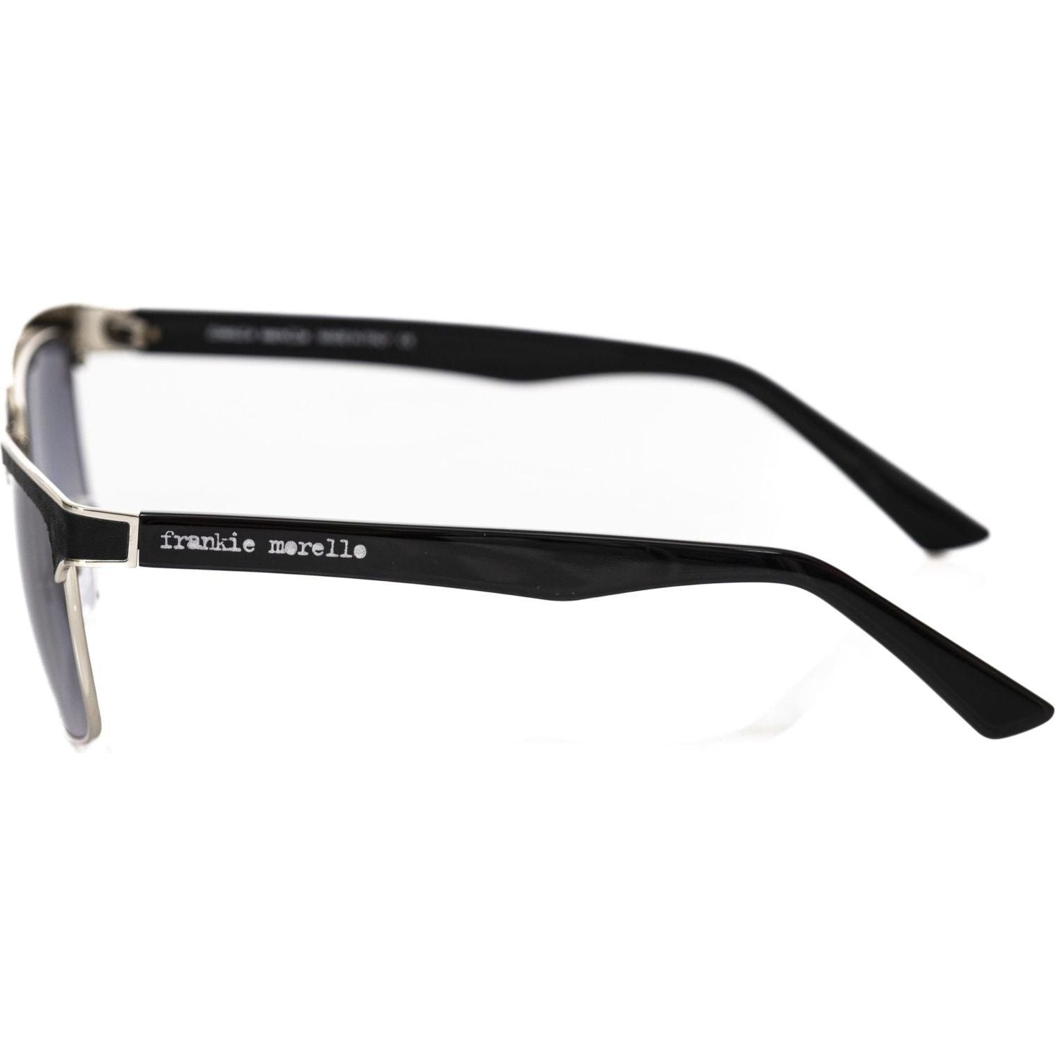 Frankie Morello Black Metallic Fiber Men Sunglasses