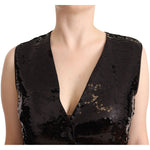 Dolce & Gabbana Black Sequin V-Neck Sleeveless Vest Tank Top TSH2406 - 48