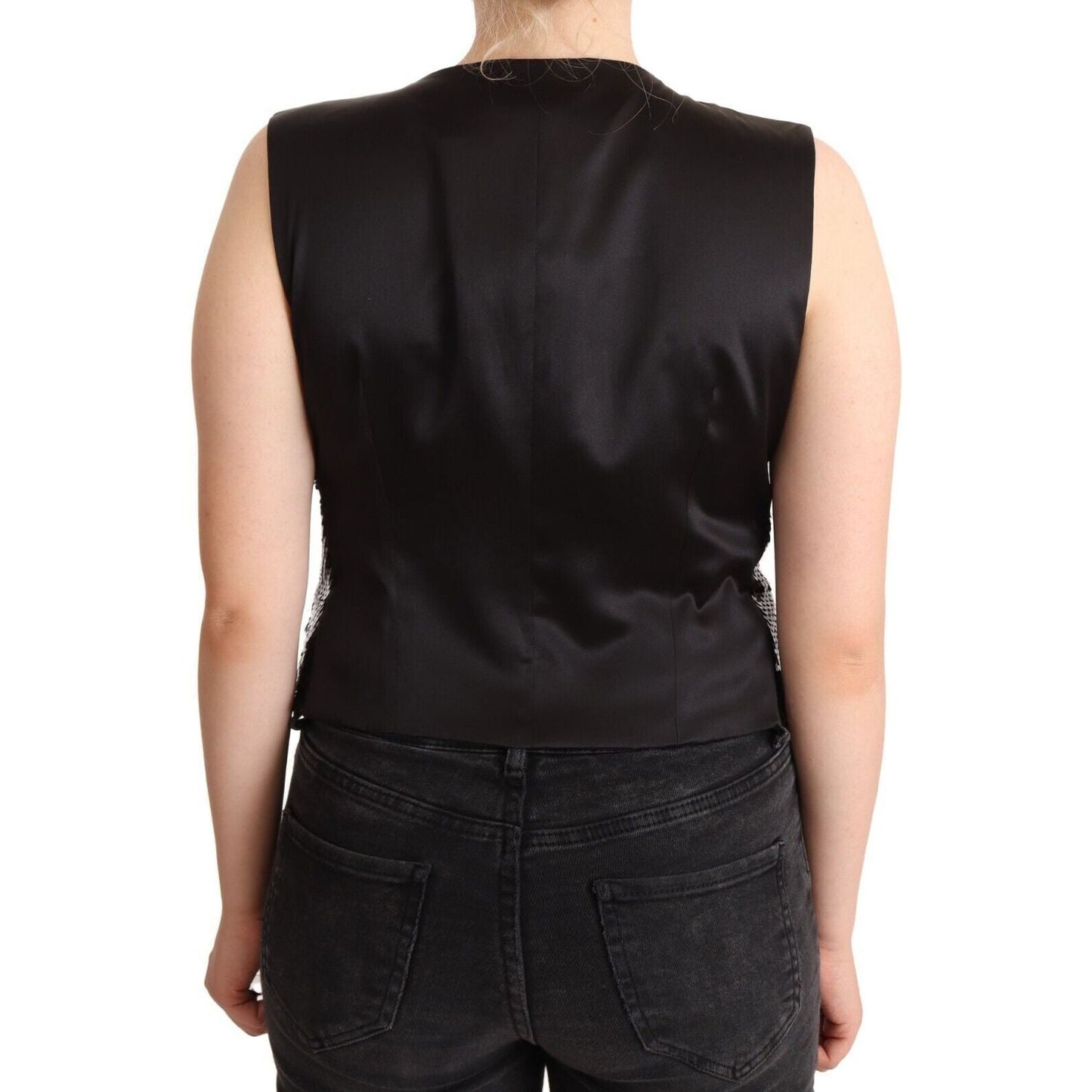 Dolce & Gabbana Black Sequin V-Neck Sleeveless Vest Tank Top TSH2406 - 48
