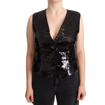 Dolce & Gabbana Black Sequin V-Neck Sleeveless Vest Tank Top TSH2406 - 48
