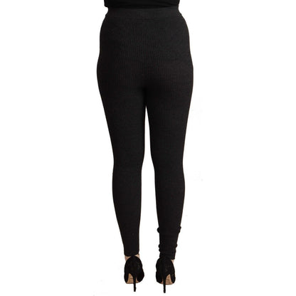 Dolce & Gabbana Black Virgin Wool Stretch Waist Tights Pants Jeans & Pants