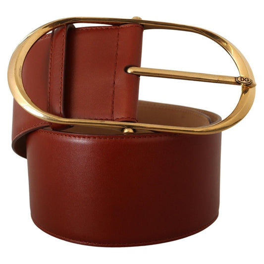 Dolce & Gabbana Maroon Leather Gold Metal Oval Buckle Belt BEL8346 - 75
