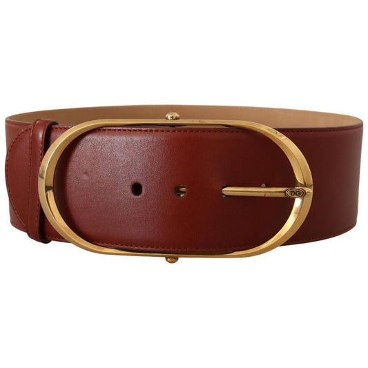 Dolce & Gabbana Maroon Leather Gold Metal Oval Buckle Belt BEL8346 - 75