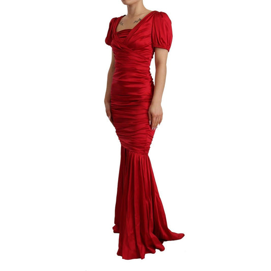 Dolce & Gabbana Red Silk Stretch Sheath Mermaid Gown Dress DR28308 - 40