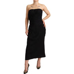 Dolce & Gabbana Black Silk Stretch Strapless Sheath Midi Dress DR28252 - 40
