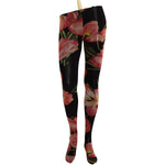 Dolce & Gabbana Black Floral Print Nylon Tights Stockings SCS2033