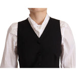 Dolce & Gabbana Black Button Down Sleeveless Vest Viscose Top TSH7059 - 40