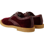Dolce & Gabbana Bordeaux Velvet Exotic Leather Shoes MV4385- 44