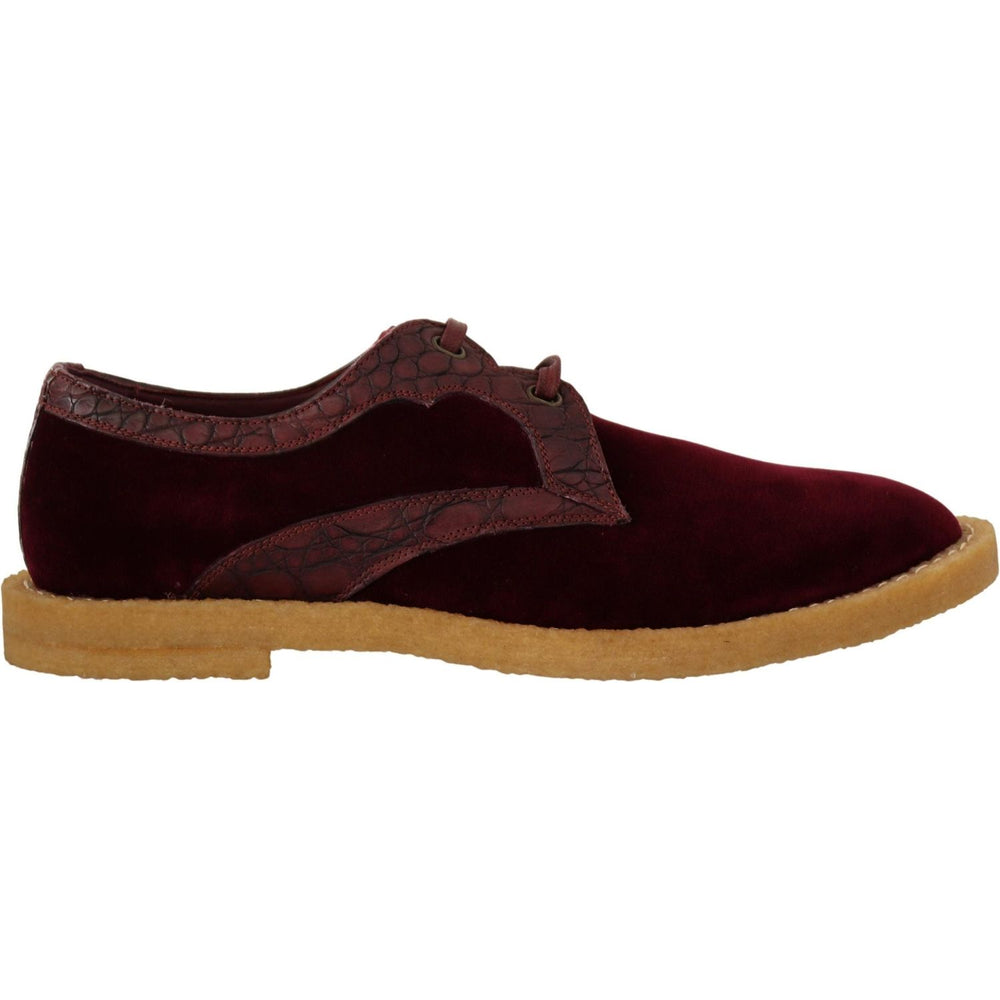 Dolce & Gabbana Bordeaux Velvet Exotic Leather Shoes MV4385- 44