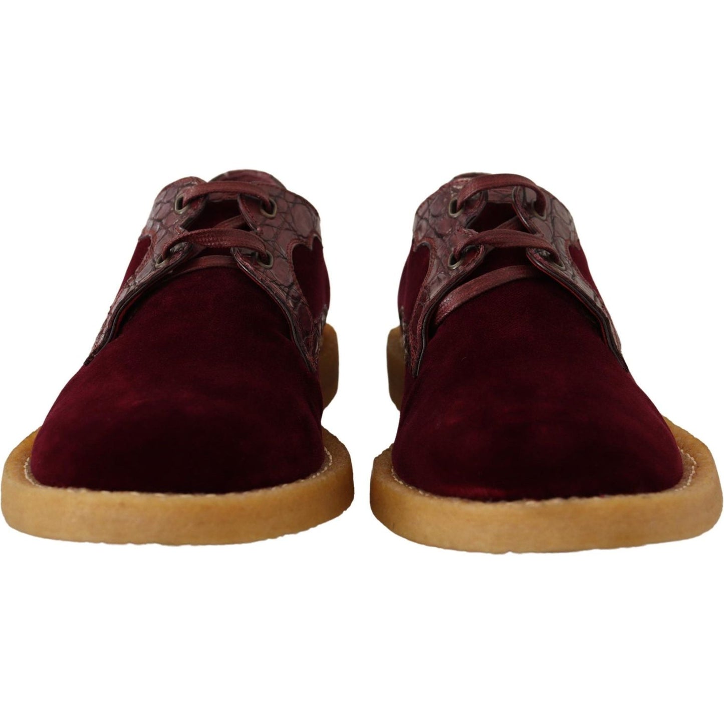 Dolce & Gabbana Bordeaux Velvet Exotic Leather Shoes MV4385- 44
