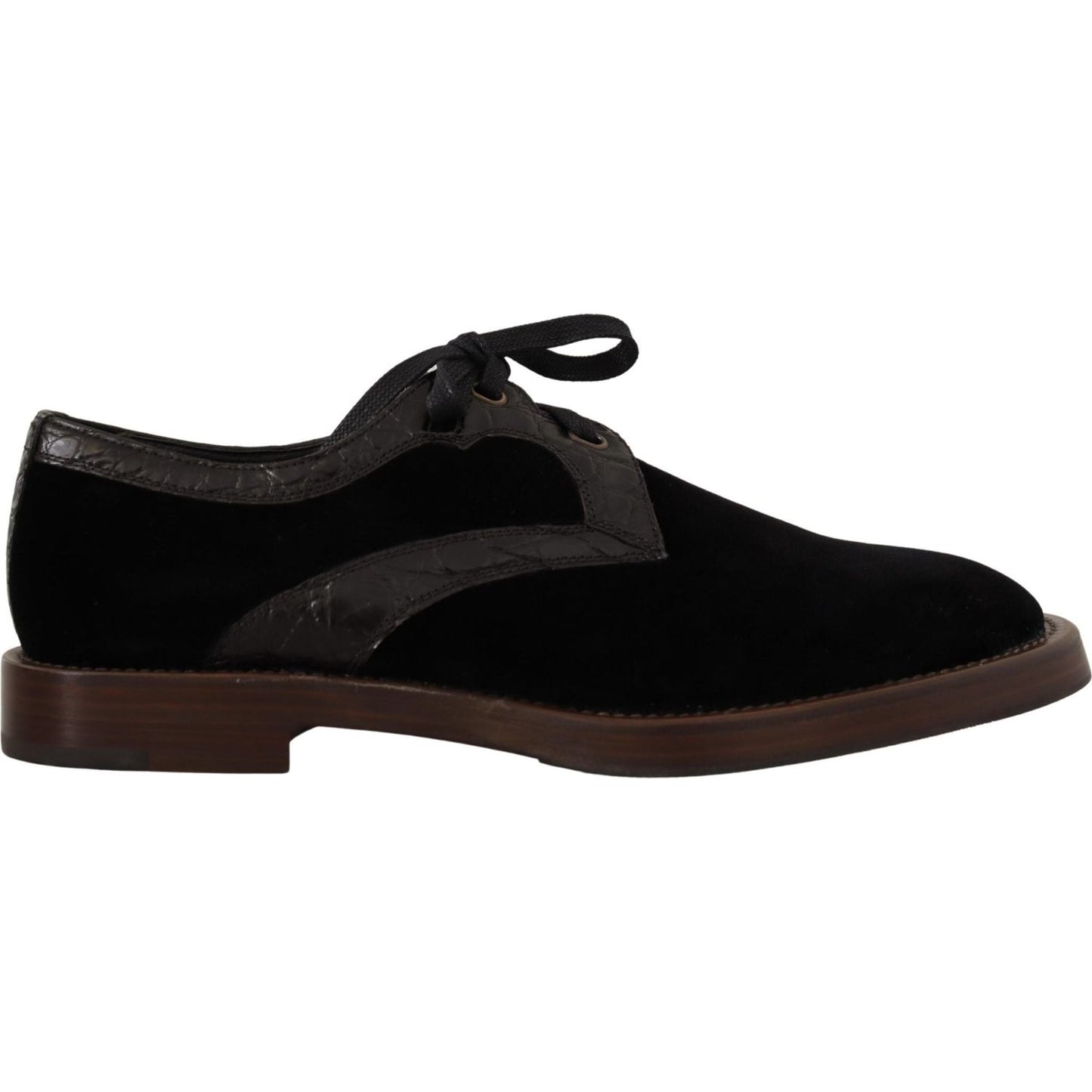 Dolce & Gabbana Black Velvet Exotic Leather Shoes MV4419- 44