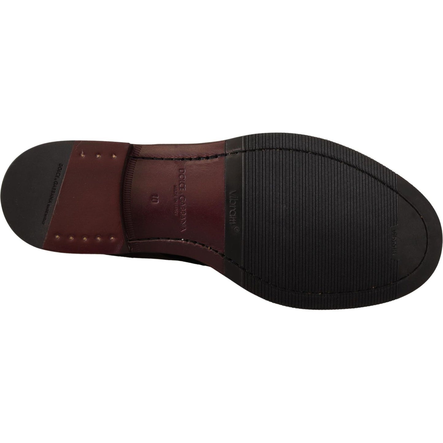 Dolce & Gabbana Black Velvet Exotic Leather Shoes MV4419- 44