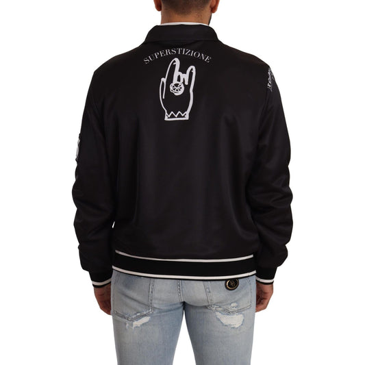Dolce & Gabbana Black Logo Zipper Superstizione Sweater TSH7577- 54