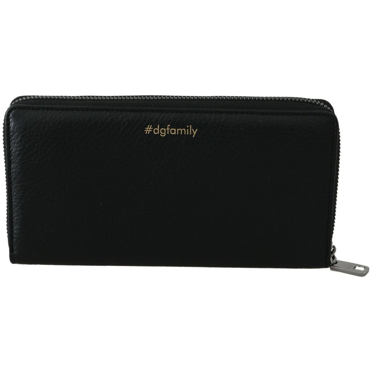 Dolce & Gabbana Black Blue Leather #DGFAMILY Zipper Continental Wallet VAS8504