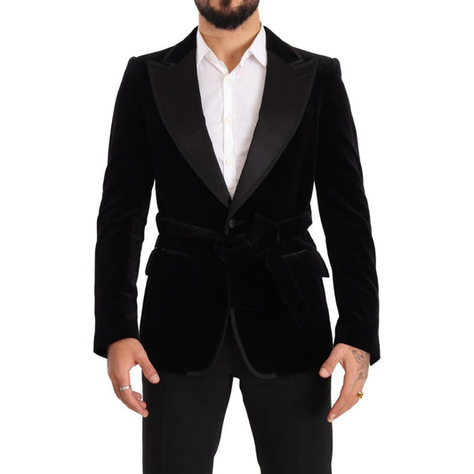 Dolce & Gabbana Black Velvet Single Breasted One Button Blazer KOS1925 - 48