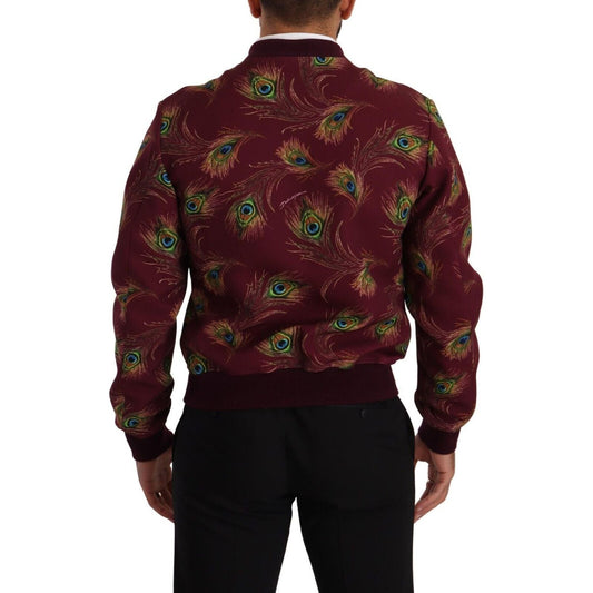 Dolce & Gabbana Red Peacock Polyester Stretch Full Zip Jacket JKT3247 - 48