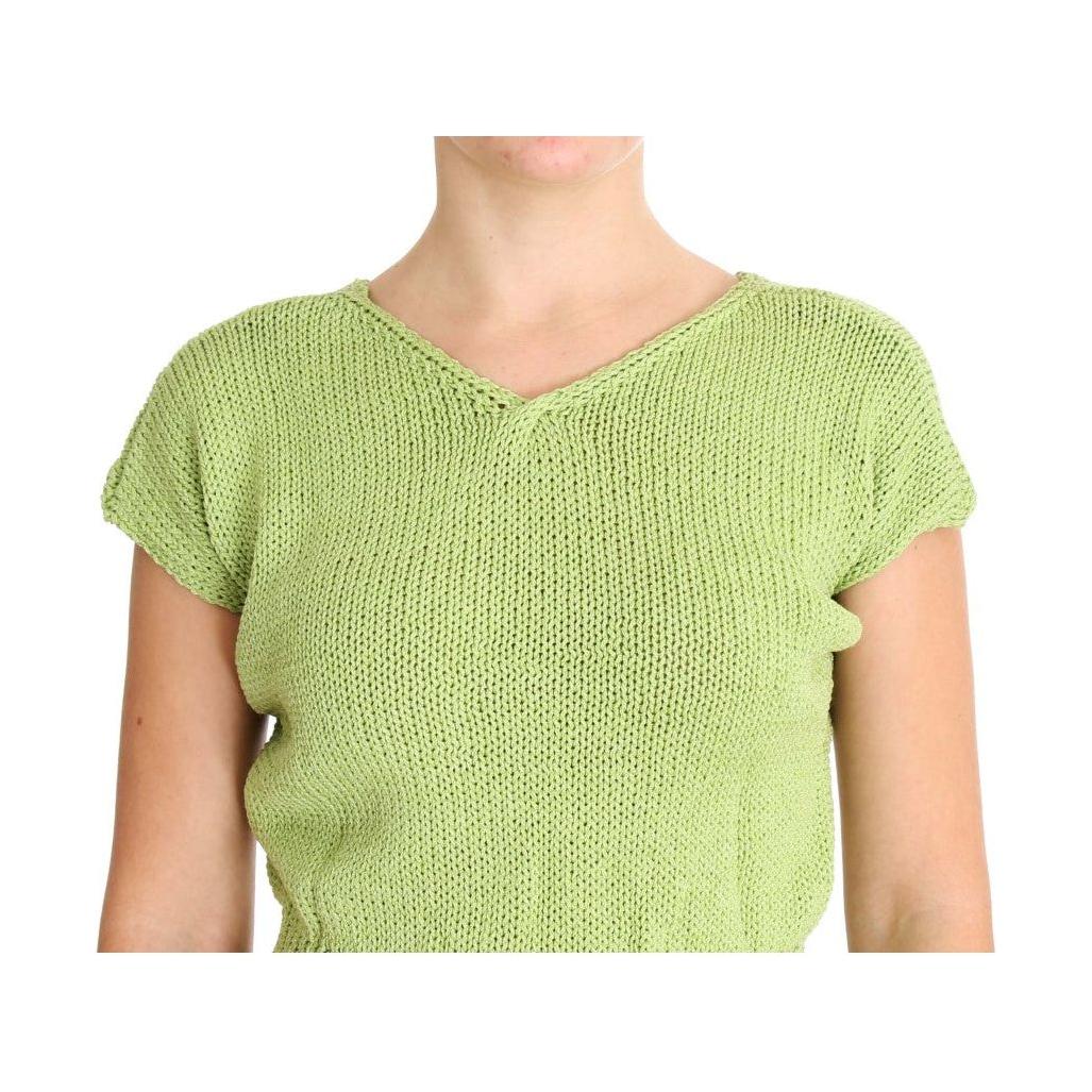 PINK MEMORIES Green Cotton Blend Knitted Sweater SIG30267-1