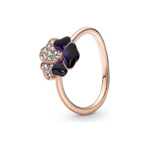PANDORA JEWELS Mod. DEEP PURPLE PANSY FLOWER - RING - Size 54